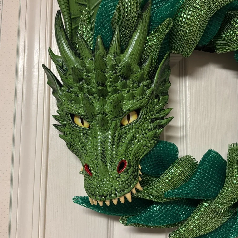 Green dragon wreath- Handmade by seller